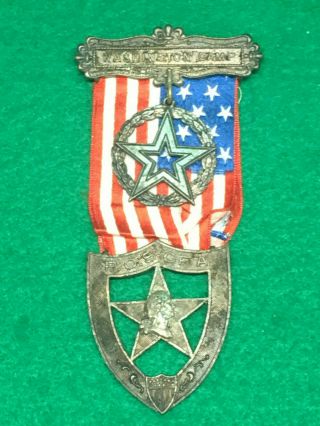 Vintage Patriotic Order Sons Of America - Washington Camp Badge / Pin W/ Ribbon