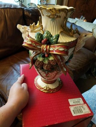 Fitz And Floyd Classics Florentine Christmas Centerpiece Deer Stag Vase