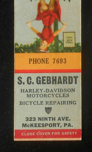 1940s S.  C.  Gebhardt Harley - Davidson Motorcycles Ph 7693 Sexypinup Mckeesport Pa