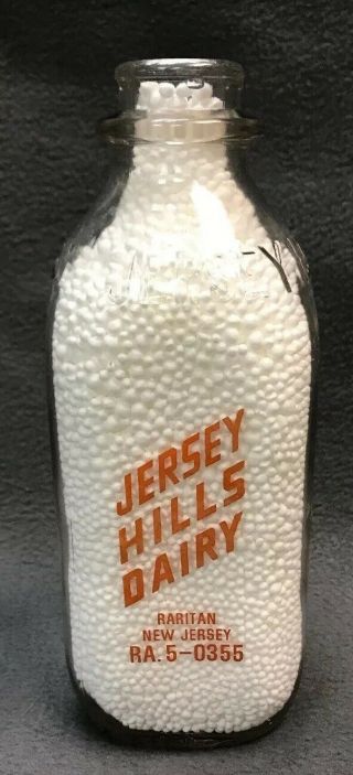 Jersey Hills Dairy Farms One Quart Milk Bottle Raritan Nj Jersey 1 Qt