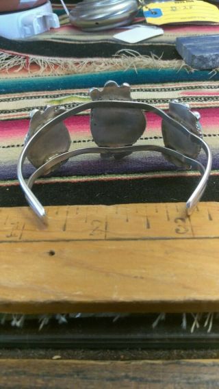Vintage Navajo Old Pawn Turquoise Stone Sterling Silver Cuff Bracelet 2