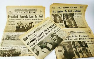 5 Newspapers Death Of Jfk President Kennedy Nov.  25 - 26 1963 Rochester N.  Y.