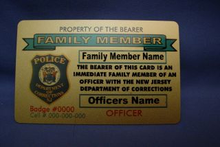 Njdoc Nj Dept Of Corrections Gold Brass Card - Family Member Friend - Pba - Fop
