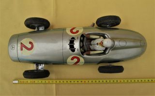1950 ' s TIPPCO Tin Toy Juan Fangio MERCEDES W196 (large car 38cm) - Germany 2