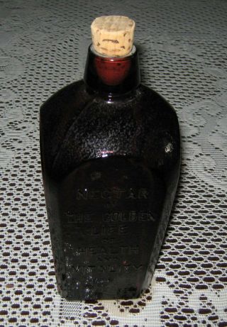 Amber Glass Bottle Straubmullers Elixir / Tree Of Life