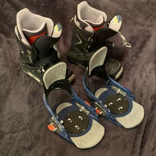 Vintage Burton Moto Si Step In Boots And Bindings Mens Size 9 Black