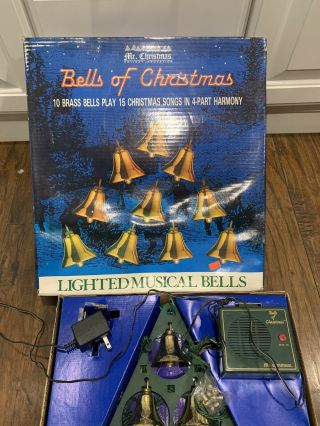 Mr Christmas Bells Of Christmas Musical Lighted Brass Vintage 15 Songs