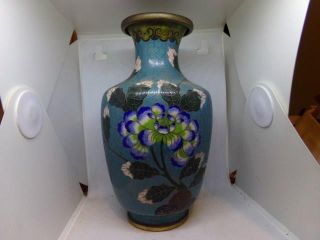 Antique 19th C.  Chinese Cloisonne Enamel On Bronze 9 " Vase