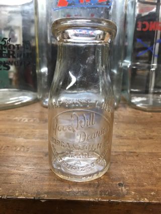 Vintage Good Will Dairies Milk Bottle 1/2 Pint Morganton North Carolina Biltmore
