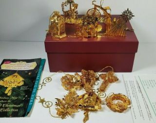 Danbury 2006 Gold 23k Plated Christmas Ornaments With Box & Paper