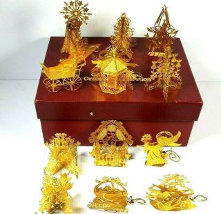 Danbury 1988 Gold 20k Plated Christmas Ornaments Set Of 12 Wt Box