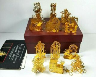 Danbury 1985 Gold 20k Plated Christmas Ornaments Set Of 12 Wt Box