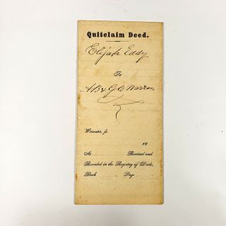 1871 Northborough Ma Land Deed Elijah Eddy Abraham Warren Tax Stamp Wood 