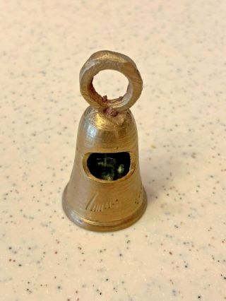 Vintage Small Brass Bell Etched Design Made In India