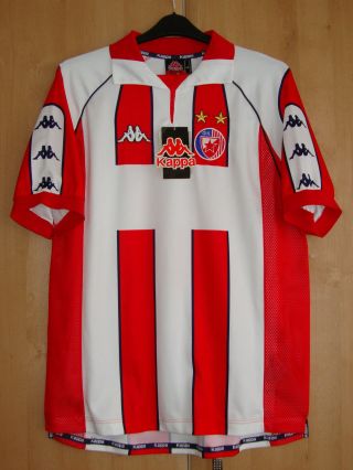 Vintage Kappa Red Star Belgrade 1998 - 2000 Sponsorless Home Shirt - Nwt - Size: L