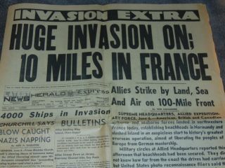 June 6,  1944 Los Angeles Newspaper: Wwii D - Day Allied Invasion Of France
