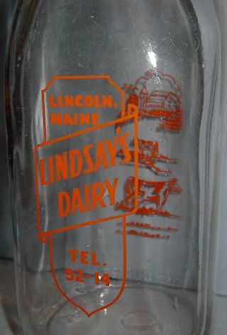 Vintage Maine Milk Bottle Lindsay 