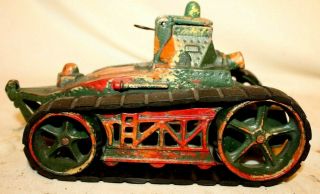 Beauty Wwi 1917 Vint Arcade 8 " Cast Iron Camouflage Us Army Tank Bb Shooting Toy