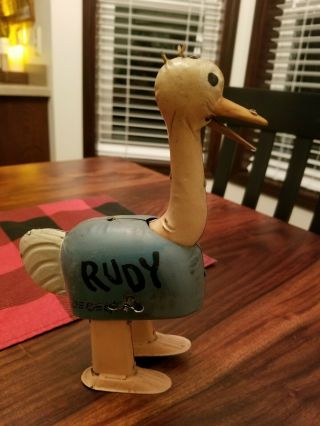 " Rudy Ostrich " From Barney Google Comic Tin Litho 8 " Wind - Up Nifty Germany Toy