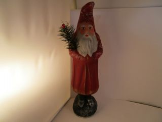 Vintage 11 " Ino Schaller Papier Mache Santa Claus In Red Christmas Figure