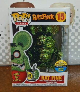 Funko Pop Icons - Rat Fink (green Chrome) Sdcc 2019 Toy Tokyo Exclusive