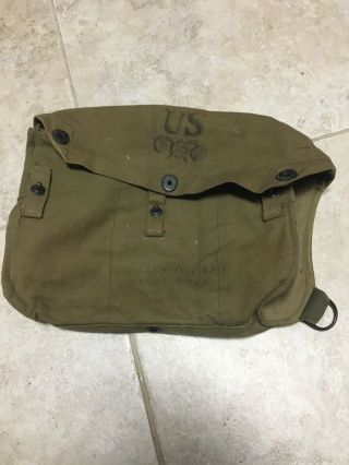Wwii Us Army Green Lightweight Service Gas Mask Bag No Strap Vintage