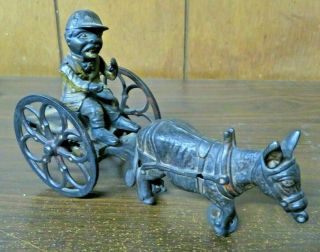 Cast - Iron Toy With African - American Man With Mule And Mule Cart - Black Americana