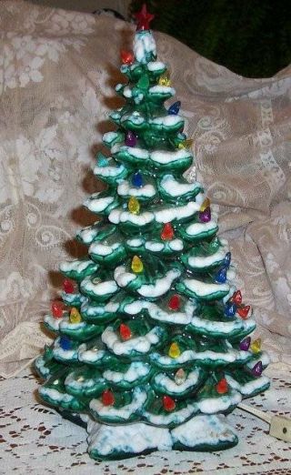 Vintage 14 " Ceramic Christmas Tree W/light Perfect