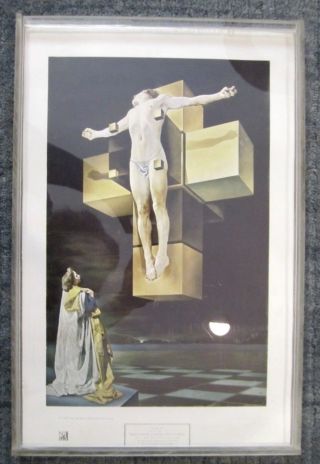 Vintage Salvador Dali Crucifixion 1958 York Graphic Society In Lucite Frame