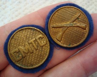 Cmtc Citizens Military Training Camp Collar Discs W/ Blue Back 4th Year Student