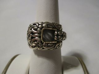Signed " Effy " Sterling Silver 18k Gold Large Fine Designer Ring - Sz 7 -