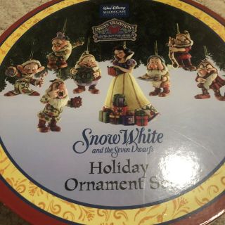 9 Piece Disney Showcase Jim Shore Snow White 7 Dwarfs Christmas Ornament Set