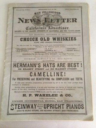 1878 San Francisco News Letter & California Advertiser Antique Vintage Booklet