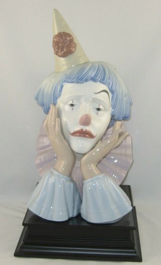 Lladro Clown Bust Figurine 5129 " Jester With Base " No Box / Retired 2000