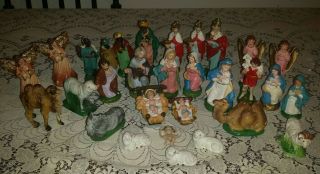 30 Vintage 60 ' s Christmas Nativity Figures Made in Italy Japan Hand Painted Set 2