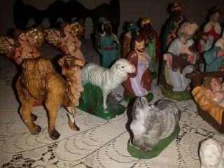 30 Vintage 60 ' s Christmas Nativity Figures Made in Italy Japan Hand Painted Set 3