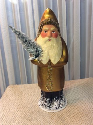 Limited Edition 10 1/2 " Ino Schaller Paper Mache Santa Candy Container