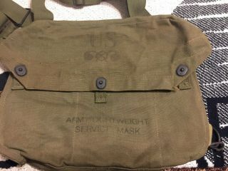 U.  S.  Army Light Weight Service Mask Canvas Carry Bag Wwii Era Gently