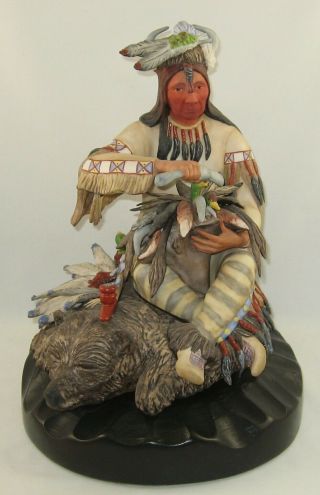1969 Cybis Porcelain Indian Sculpture Blackfeet Beaverhead Medicine Man On Base