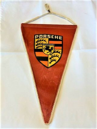 Vintage Porsche Red Fanion Banner Pennon Pennant 356 911 901 550 944 928 - 60s