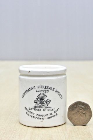 VINTAGE c1900s CO - OPERATIVE SOC LONDON EXTRACT OF MEAT PICT POT OR JAR 2