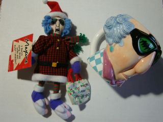 Maxine Doll & Mug,  Hallmark Studio B Christmas Doll,  J Wagner Shoebox Mug,  Cup