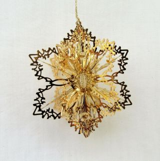 Danbury Ornament 2011 Gold Plated Holly Snowflake Christmas Decoration