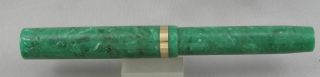 Sheaffer ' s Lifetime Jade Green & Gold Flat - Top Fountain Pen - c.  1930 - 14kt Nib 3