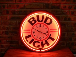 Vintage Bud Light Beer Advertising Neon Wall Clock 1986 Everbrite Electric Signs