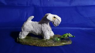 Sealyham Terrier With Frog Ceramic Sculpture Figurine Statue Ooak