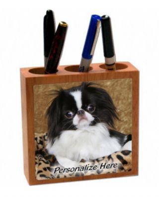 Japanese Chin Black & White Color (3) Personalized Pencil And Pen Holder
