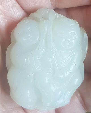 Antique Chinese Carved White/green Jade 