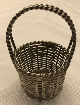 Vintage Small Woven Metal Wire Basket With Handle 3” X 2”
