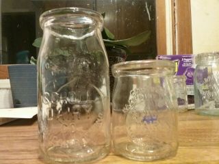 2 Different Size Scholl Dairy Co.  Michigan City Ind.  Jars Indiana Dairy History